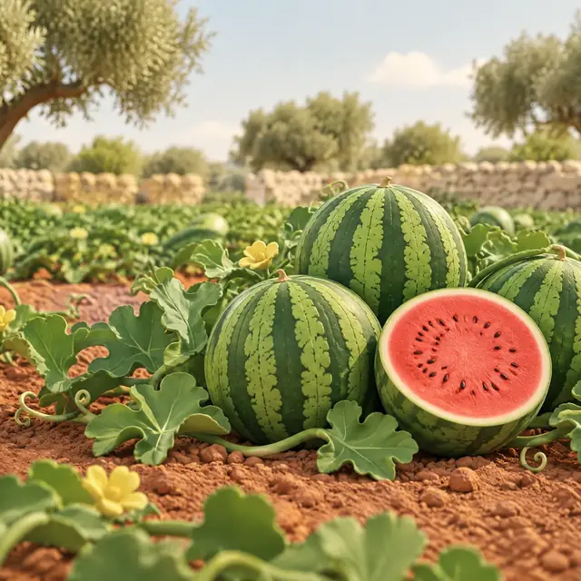 Campo di angurie in estate
