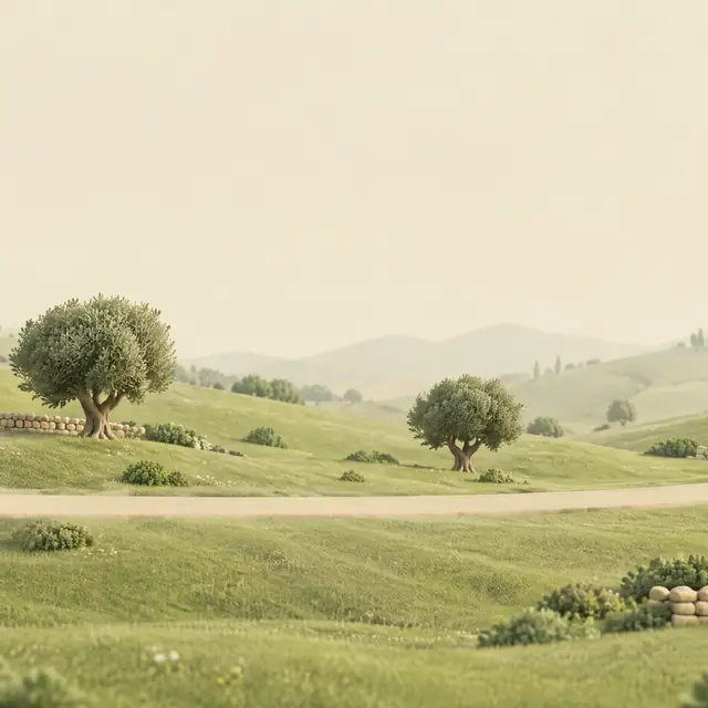 Colline salentine con un camioncino di ortaggi